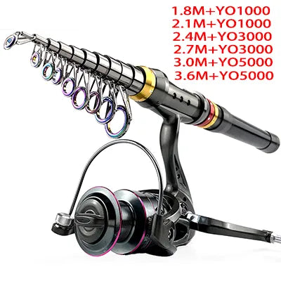 Kit de Pesca Vara de Carbono + Molinete Ghotda 13 Rol. 5000