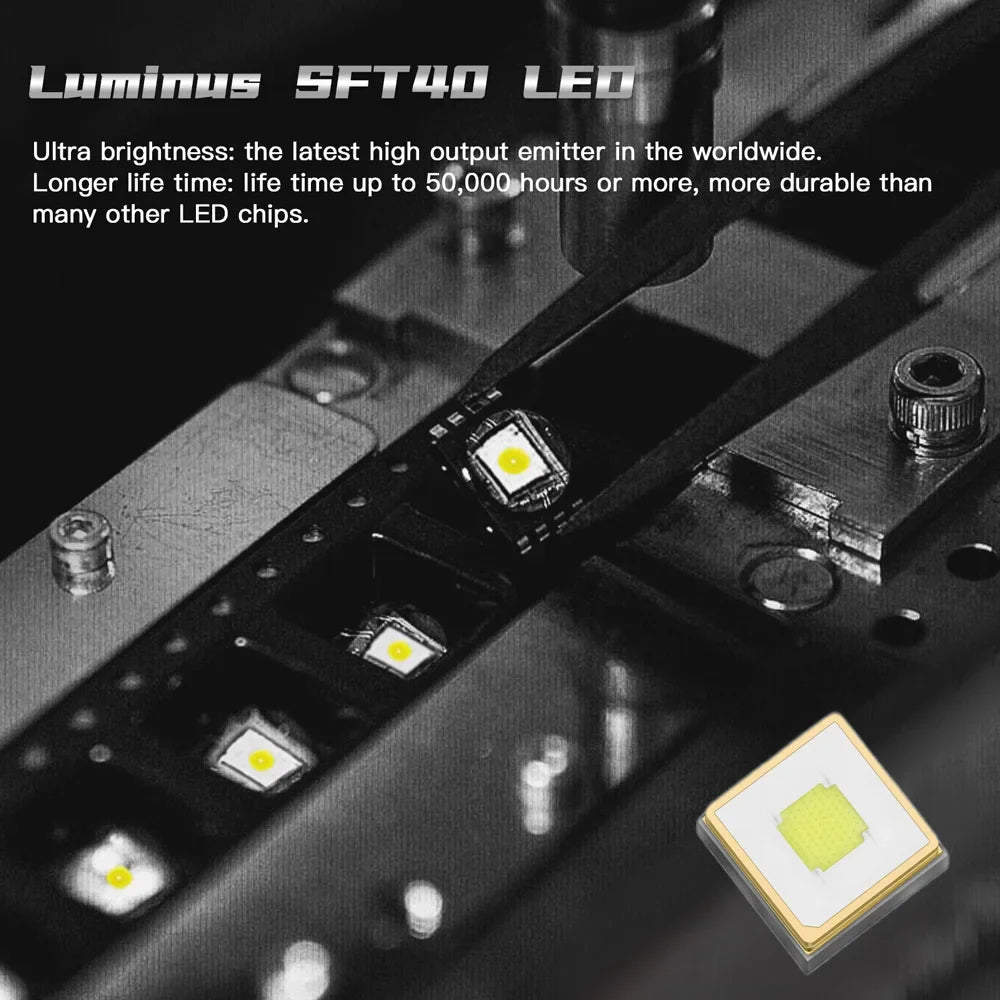 Lanterna Tática recarregável led USB-C 1000m
