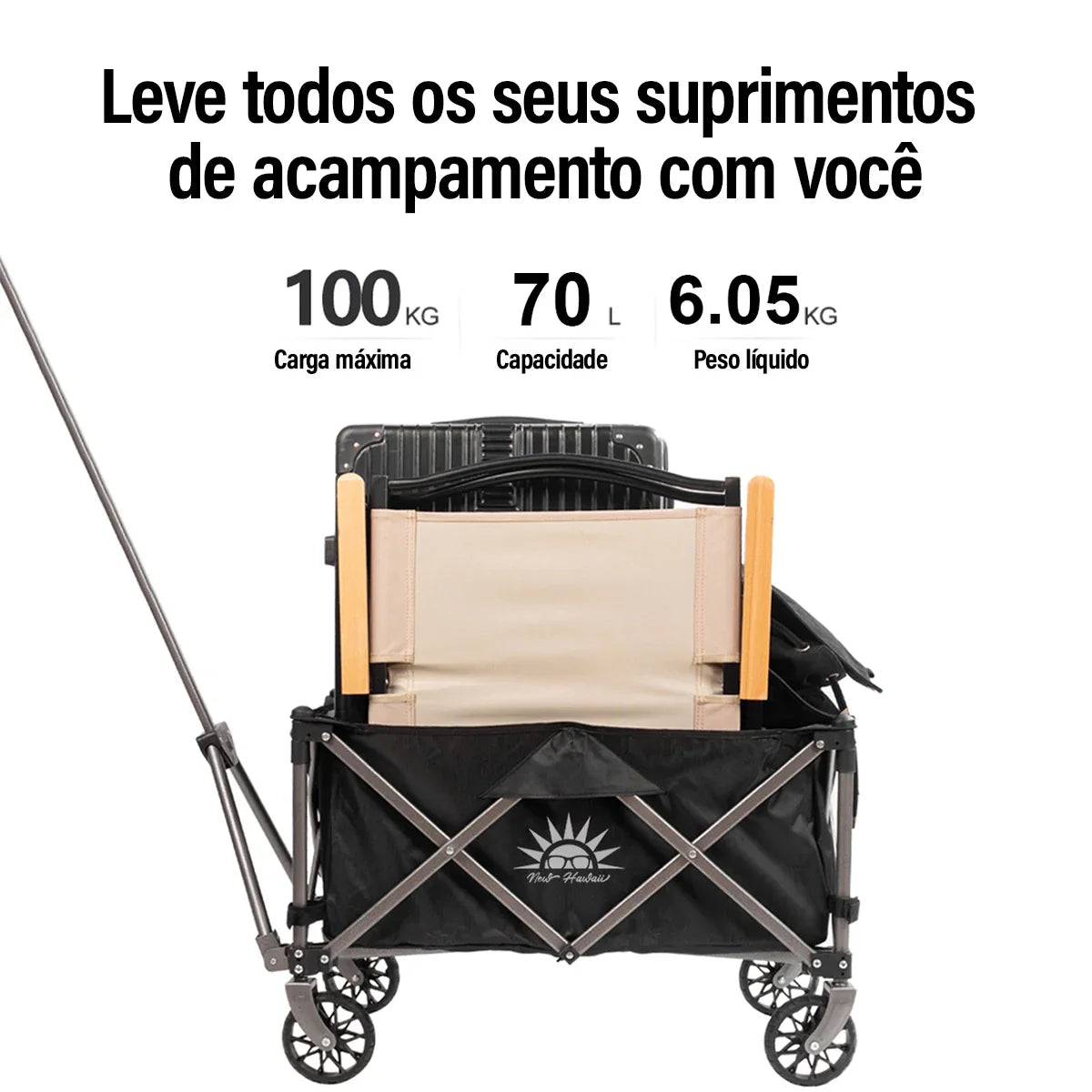 Carrinho de Carga Dobrável Multifuncional – 100kg de Capacidade