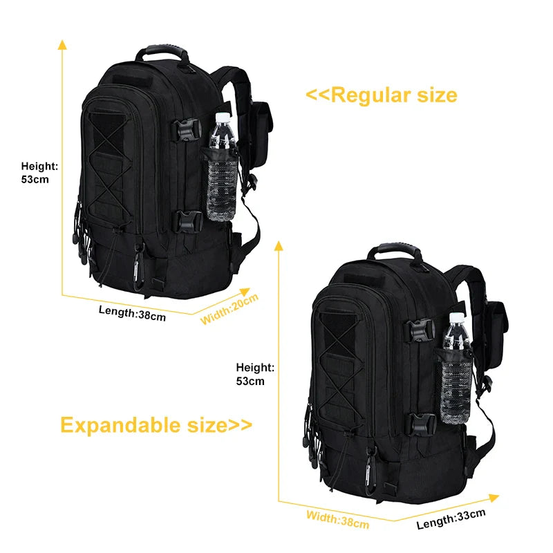 Grande capacidade 40l 65l ao ar livre tático militar mochila viagem caminhadas acampamento ferramenta de pesca mochila para homens