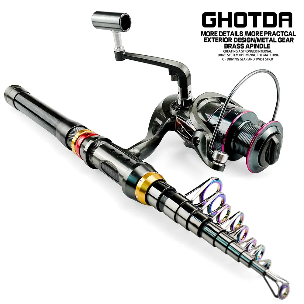 Kit de Pesca Vara de Carbono + Molinete Ghotda 13 Rol. 5000