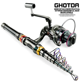 Kit de Pesca Vara de Carbono + Molinete Ghotda 13 Rol. 5000