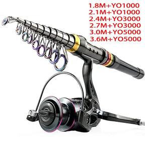 Kit de Pesca Vara de Carbono + Molinete Ghotda 13 Rol. 5000