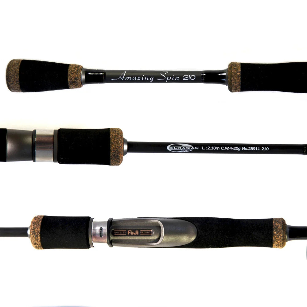 Vara de Molinete Eurasian 6-10 libras | 2,1 m | 4 seções Fuji